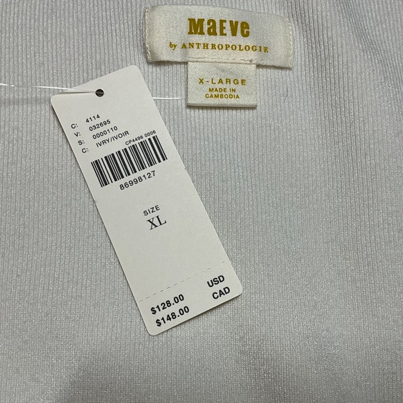 ANTHROPOLOGIE MAEVE Fitted Zipper Front Knit Scoop Neck Top Cap Sleeves NWT XL - Picture 5 of 10